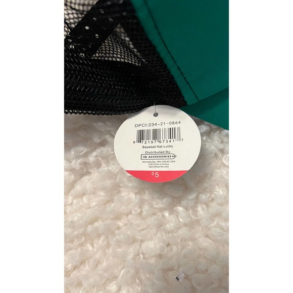 Lucky Green Baseball Cap with Shamrock on the Visor and Mesh back. Adjustble - Picture 8 of 10